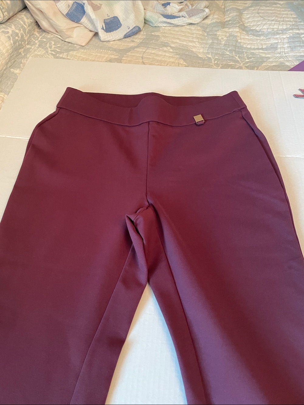 Rafaella Plum  Pants  with Gold Accent - Picture 6 of 10